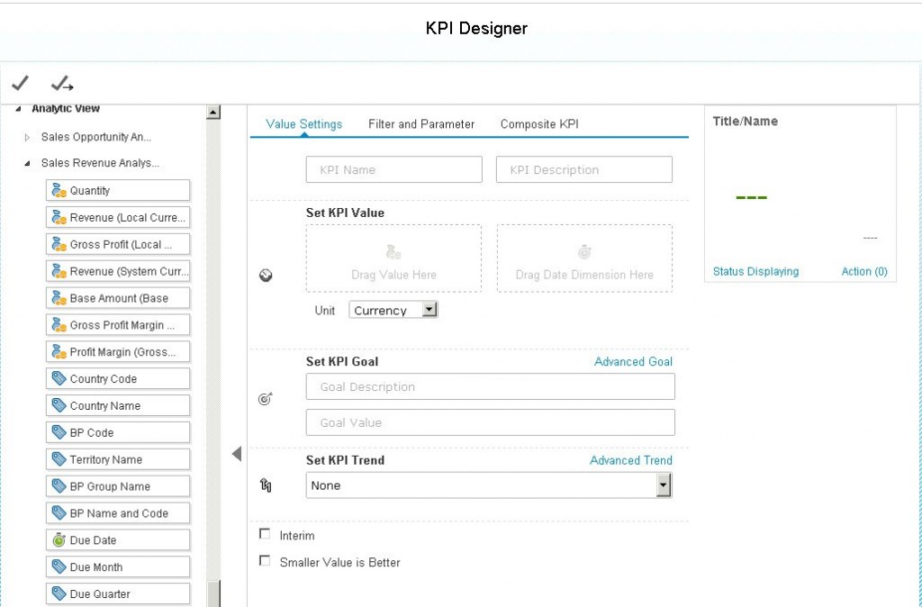 SAP Business One HANA – KPI Designer